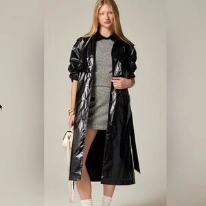 J. Crew Glossy Black Trench Coat